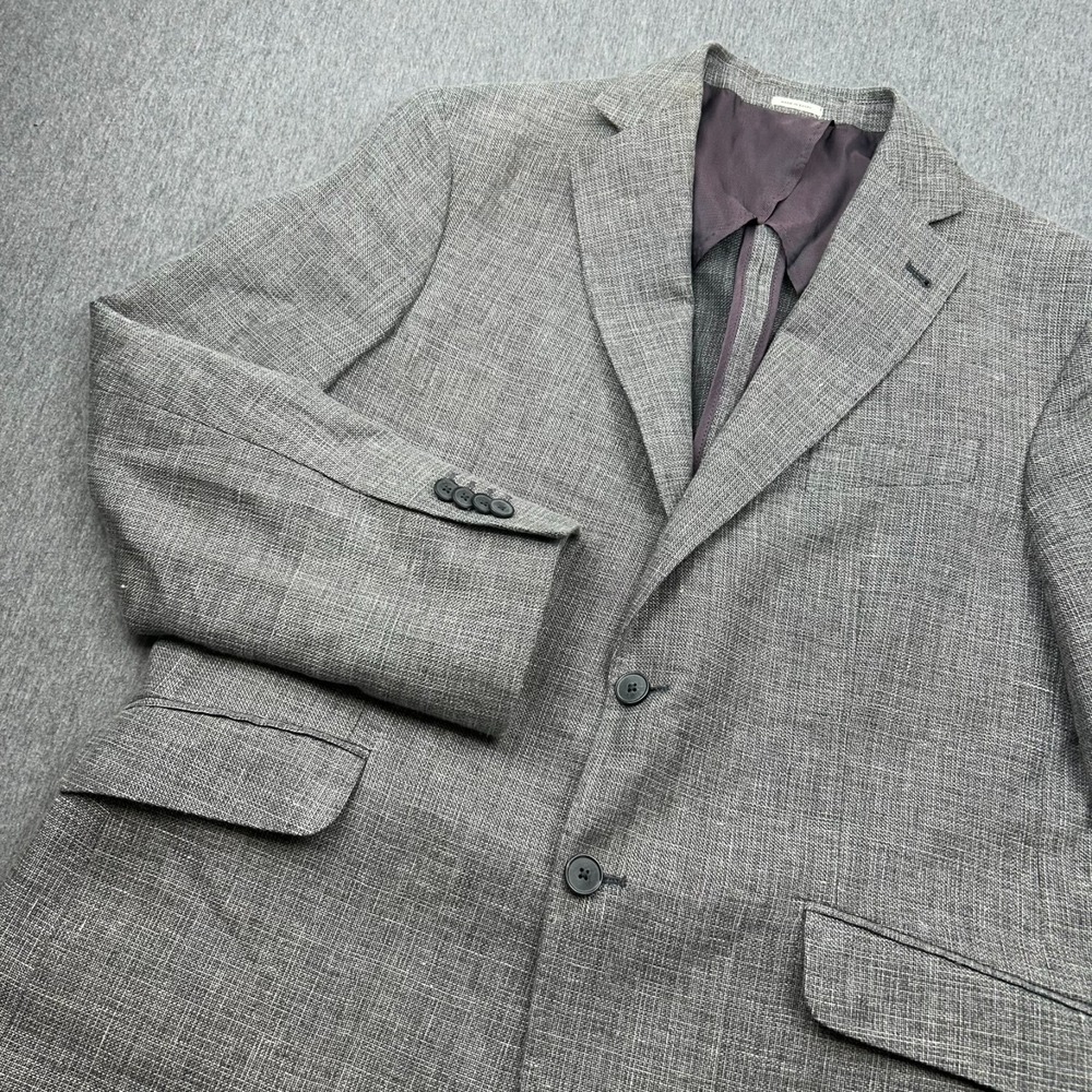 Joseph Abboud Heritage Wool Linen Unstructured Blazer Mens 42R Gray Two Button